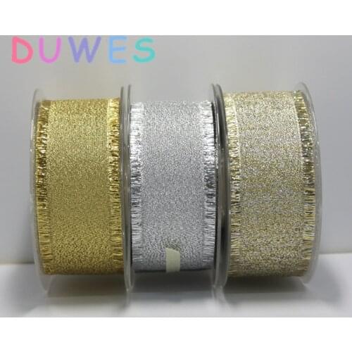 DUWES 3 Color 3 size options 100yards glitter colorful Fringe Ribbon pick color wedding packing Accessory headwear D876
