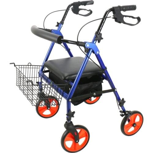 Elderly Walkers For Disabled Persons With Wheels Folding Portable Walking Four Wheel Trolleys Walking Walkers Shopping Carts