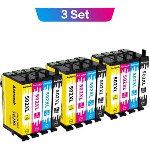 Aecteach Ink Cartridge Compatible For EPSON 502 T502 For Epson XP-5100 XP-5105 WF-2860 WF-2865 XP5100 5105 2860 2865 Printers