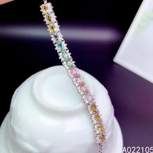 KJJEAXCMY fine jewelry 925 sterling silver inlaid Natural tourmaline women exquisite noble gem hand bracelet support detection