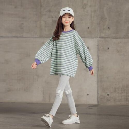 10 12 years Children Girls Leggings Outfit Suits Oversize Tops Clothing Set 2021 New