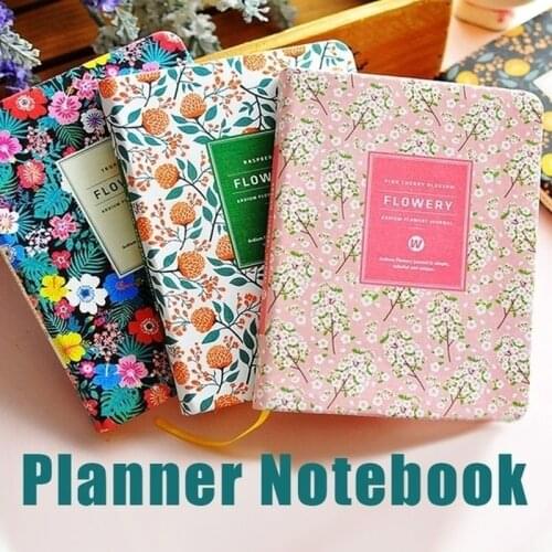 Floral Leather Cover Planner Notebook Student Planner Stationery Office Supplies Notebook