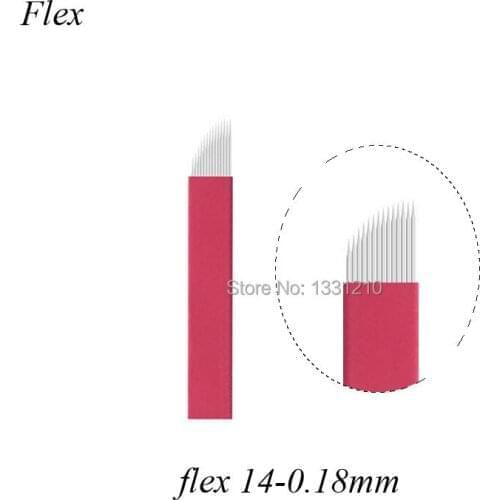 LÂMINA Microblading 14 0,18MM MICRO Red Nano Microblading Needles 14Pins Manual Line Eyebrow Tattoo Needles Tattoo Blade