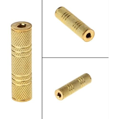 Metal Stereo 3.5mm Female To Female 1/8" Jack Aux Audio Extender Converter Adapter