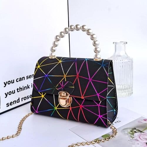 Fashion Pearl portable Handbag and Purses Mini Shoulder Bag Women PU Leather Crossbody Designer Bolsa Feminina Small square bag