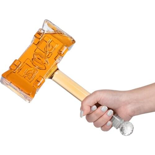 2021 New Creative 3D Hammer Flask, High Borosilicate Glass Bottle, Whisky Dispenser, Bar Whip