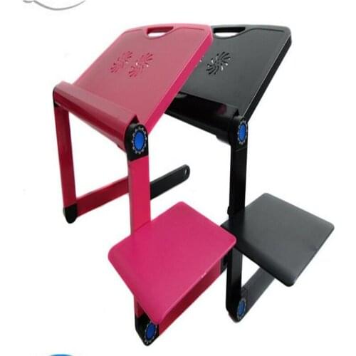 Wholesale Multifunctional Portable Laptop desk Bed Folding Tablet PC desk with USB fan and mouse board