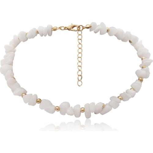 White Crystal Stone Beaded Simple Choker Necklace Clavicle Layer Short Chain Necklace For Ladies Party Sexy Bib Collier Femme
