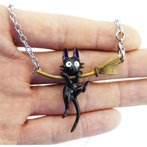 Cute Cartoon Japan Anime Kikis Delivery Service JiJi Necklace Black Cat Pendant Cosplay Jewelry For Women Girl Accessories Gift