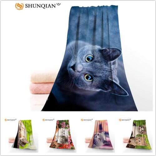 Custom Lovely cat 35x75cm Face Towels Facecloth Microfiber Washcloth Quick drying Sports Towel Drop Shipping