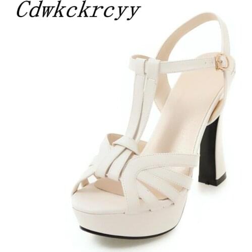 Women sandals Summer New pattern fashion Super high heel Simplicity Women sandals white Thick bottom Waterproof Rome Sandals