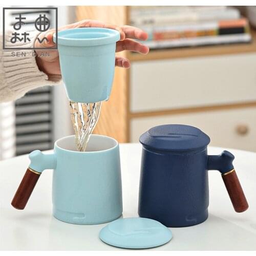 SENDIAN Ceramic Integrated Filter Tea Cup Handmade Boutique Ceramic Mug With Lid 2021 New Hot Office Home Kitchen Accessories