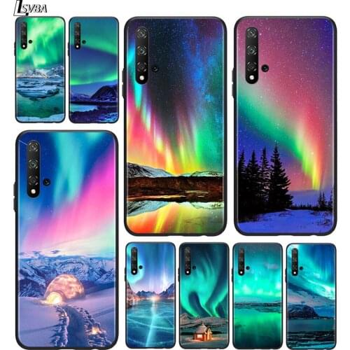 Romantic Northern Lights For Huawei Honor 10 20 30 10i 20i 30i 10X V20 V30 20S 30S 30i X10 Pro Plus Black Silicone Phone Case