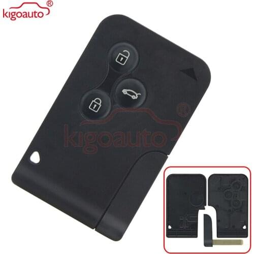 Kigoauto Smart Card Car Key Fob Shell For Renault Clio Logan Megane 2 3 Koleos Scenic Card Case 3 Button With Small Key