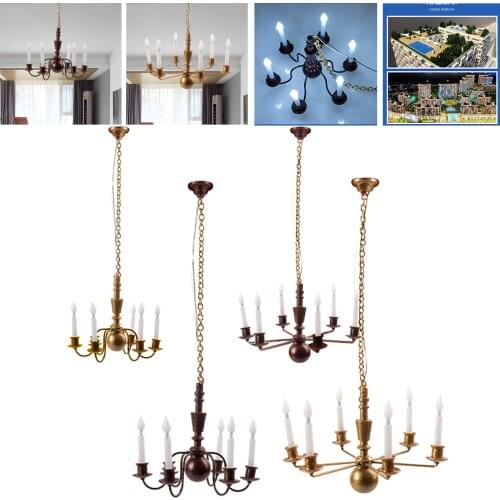 Modern Rustic Antique Farmhouse Ceiling Pendant Light Fixture Chandelier White Lights 1/87 HO Scale DIY Model Miniature Scenes