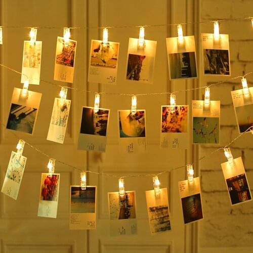 LED Photo Clip Holder String Card Picture Clip Pegs LED String Light Fairy Christmas Wedding Party Valentines Day Decoration
