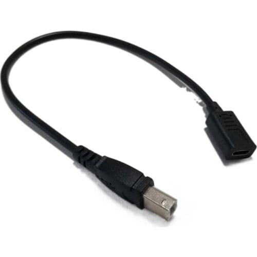 Android USB Type C Female to USB B Male Data Extension Power Cable Universal for Mobile Hard Disk Box Printer Scanner 30cm