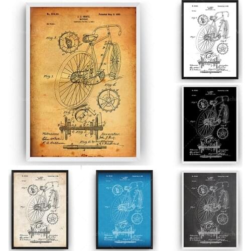 Bicycle 1899 Patent Printed Wall Art Poster Riding Blueprint Gift Poster
