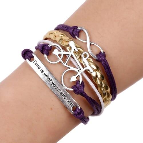 Vintage Fashion Infinite Multilayer Leather Bracelets Bicycle 2019 Bracelets For Women Charm Jewelry Accessories