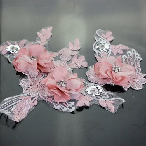 Embroidery Beaded Crystal Mesh Patches Diy Patch Lace Applique Wedding Sew on Dress Decor Floral Patch Costume Scrapbooking Badg