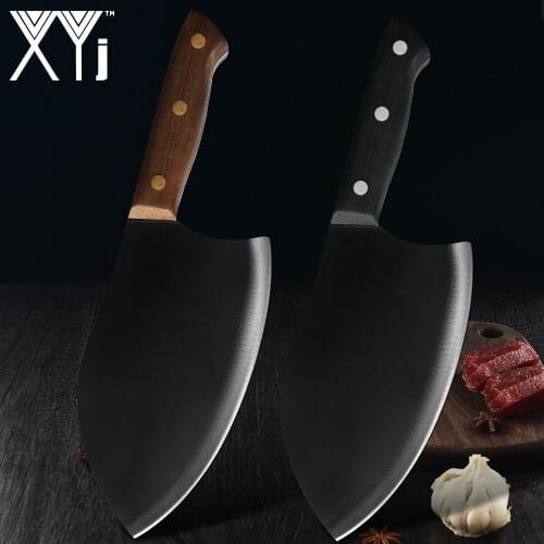 XYj 7 Inch Stainless Steel Handmade Forged Kitchen Chef Tool Slicing Cooking Knife Meat Cleaver Butcher Knife Sharp Durable