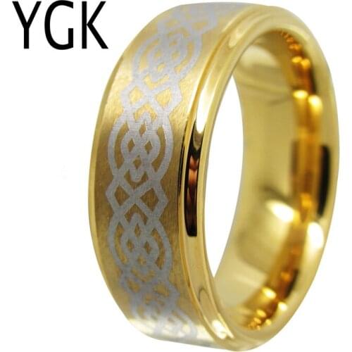 YGK Wedding Jewelry Lovers Ring Trendy Bands Rings for Women / Men Pure Tungsten Engagement Anniversary Ring Party Ring