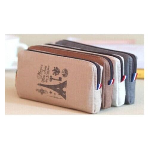 1PCS/Lot Retro towers linen pencil bag students Paris style pencil cases stationery material escolar office supplies