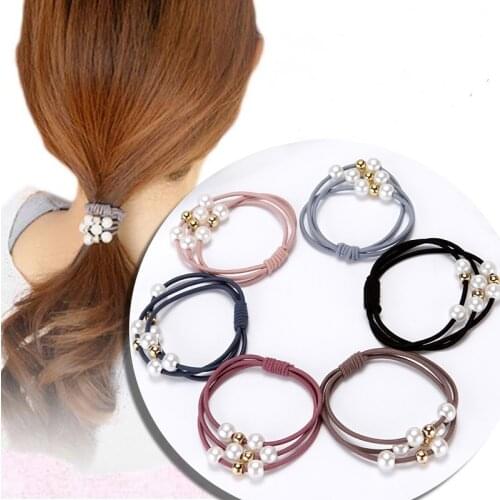 10pcs Imitation Pearls Headbands Women Hair Accessories Ponytail Holder Girls Scrunchies Elastic Hair Bands Rubber Rope Gum
