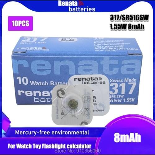 10PCS Renata LONG LASTING 317 SR516SW SR62 D317 V317 Watch Battery Silver Oxide Batteries