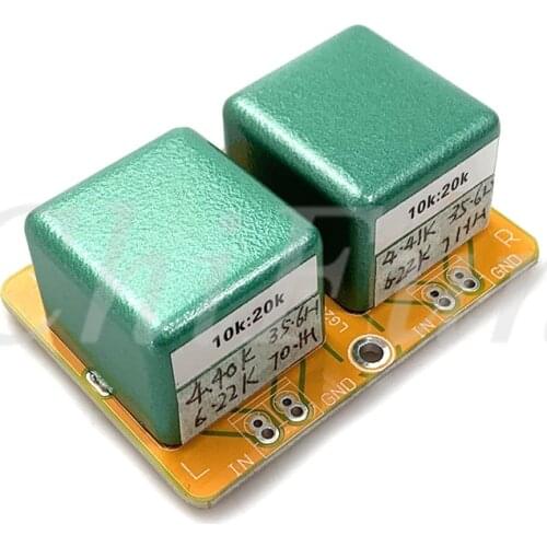 10K: 20K audio signal transformer RCA to RCA Permalloy passive signal transformer.20Hz-47KHz -1.6DB，Primary inductance 25H-35H