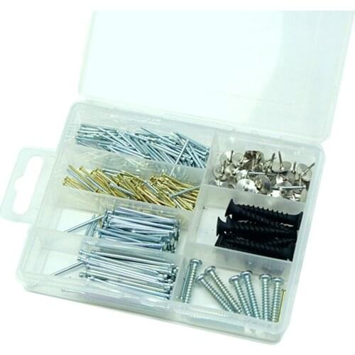 290pcs Household Steel Tapping Nails Pushpins Assortment Set Kit