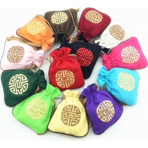 Linen Cotton Small Drawstring Bags Travel Jewelry Storage Pouches Chinese style Embroidery Chocolate Candy Tea Gift Bag Birthday