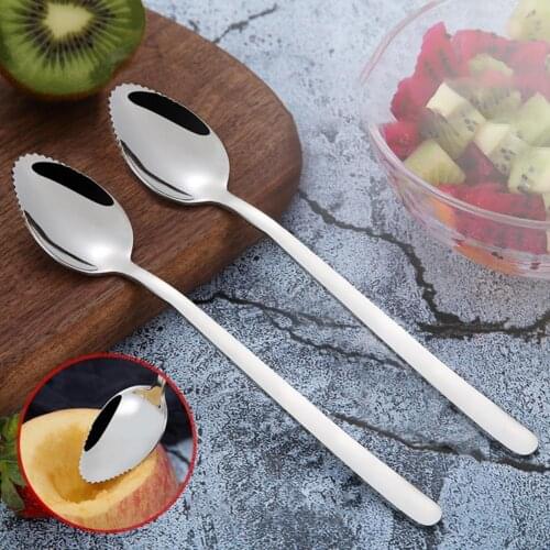 4Pcs/Set Grapefruit Spoons Thickness Rust Resistant 304 Stainless Steel Serrated Grapefruit Utensils Tool for Kitchen Tableware