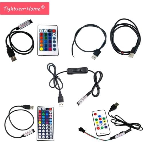 5V USB RGB LED Controller Dimmer RF Wireless Mini Remote Controller for RGB 3528 5050 WS2812B RGB Led Strip tape lighting 5-24V