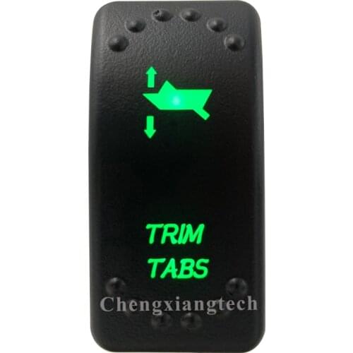 Green Led Lasor Trim Tab Up/Down 3 Way Momentary Rocker Toggle Button Switch 7 Pins (ON) OFF (ON) 12v 24v DPDT Car Boat Truck