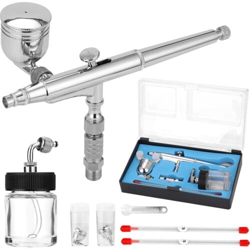 Dual Action Gravity Feed Airbrush Kit with 1.8m Hose 0.3mm/0.5mm Needle 9cc Cup Air Brush Spray Gun for Art Painting Manicure