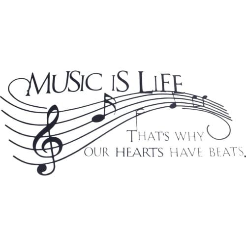 Promotion! 50.8*22.4 inch Musical Note Music is Life English Letters Wall Art Decal for Babyroom Living Room Kindergarten TV Bac