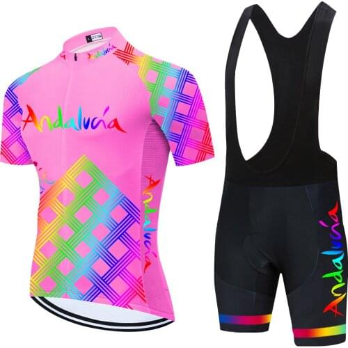 Andalucia 2021 New Cycling Jersey MTB Mountain Bike Clothing Men Short Set Ropa Ciclismo Bicycle Wear Clothes Bycling Dress 20D