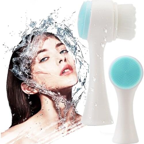 Silicone Facial Exfoliating Brush 3D Double Sides Multifunctional Face Cleaning Tools Skin Care Device Facial Brush Massager
