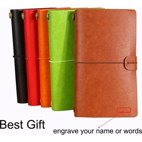 RuiZe faux leather journal travel notebook A6 pocket notepad school diary note book engrave name creative stationery gift