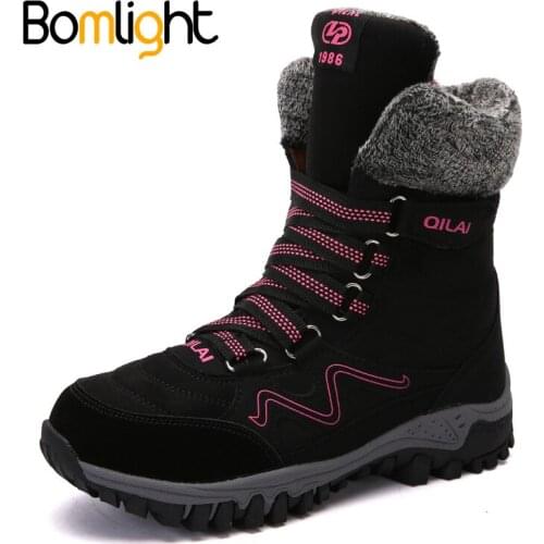 Bomlight New Arrival Suede Leather Snow Boots Winter Warm Plush Women Boots Waterproof Ankle Boots Flat shoes 35-42 Botas Mujer