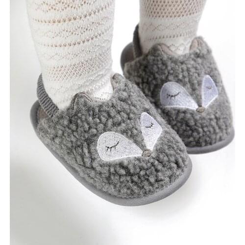 Newborn Baby First Walkers Toddler Fox Anti-slip Soft Sole Wool Crib Shoes Girls Boy Prewalkers 0-18M