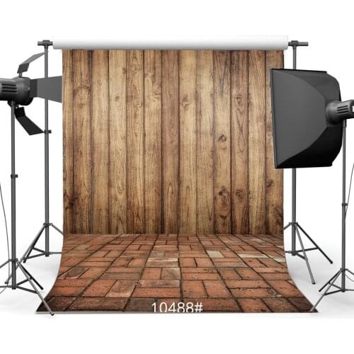 Photography Backdrops Rustic Vintage Wooden Wall & Nostalgia Painted Brick Floor Portraits Background
