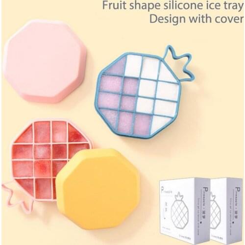Creative Food Grade Silicone Ice Cream Mold Candy Color Pineapple Shape Children DIY Ice Tray Mold With Lid For Summer Use