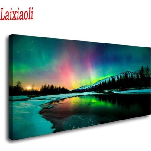 Full square round diamond embroidery Aurora Scenery diy diamond mosaic cross stitch diamond painting kits Wall Art Decoration