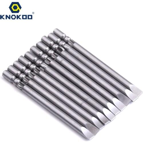 KNOKOO 10pcs/lot H4/H5/HEX6.35 Shank Screwdriver Drill Bit 50MM/60MM Φ4 Slotted Head Screw Driver Bits SLOT Shaped Driver Bits