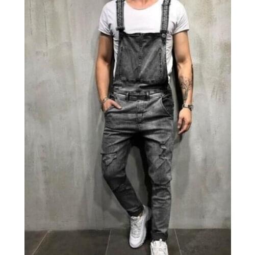 Ripped Jeans Jumpsuits 2021 Fashion Mens Hi Street Distressed Denim Bib Overalls For Man Suspender Pants Streetwear Size S-XXXL