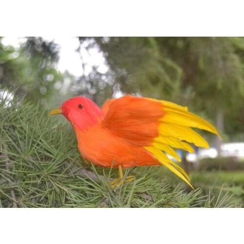 Cute small simulation wings orange bird model polyethylene & furs bird model gift about 13cm 2165