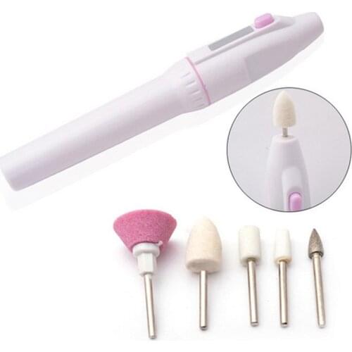 5in1 Mini Nail Art Drill Machine Electric Nail Drills Pen Handpiece Bits Manicure Pedicure Gel Polish File Buffer Nail Art Tools
