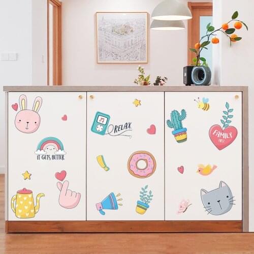 Cartoon animals stikers kids room decor nursery cute baby room decoration naklejki na sciane autocollant mural muursticker